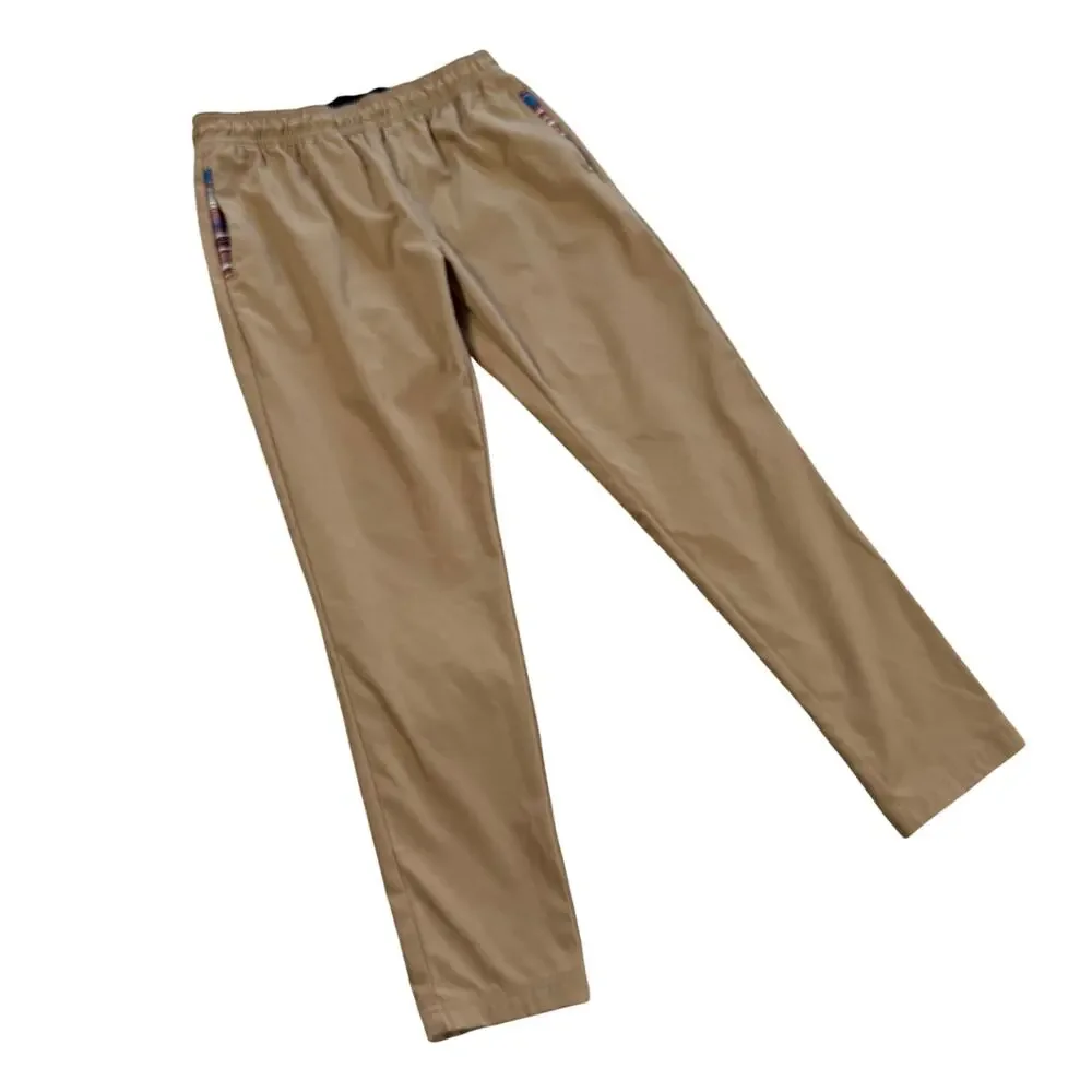 WOWIE Men's Beige Aztec Trim Chino Pants Polyester Drawstring Size M